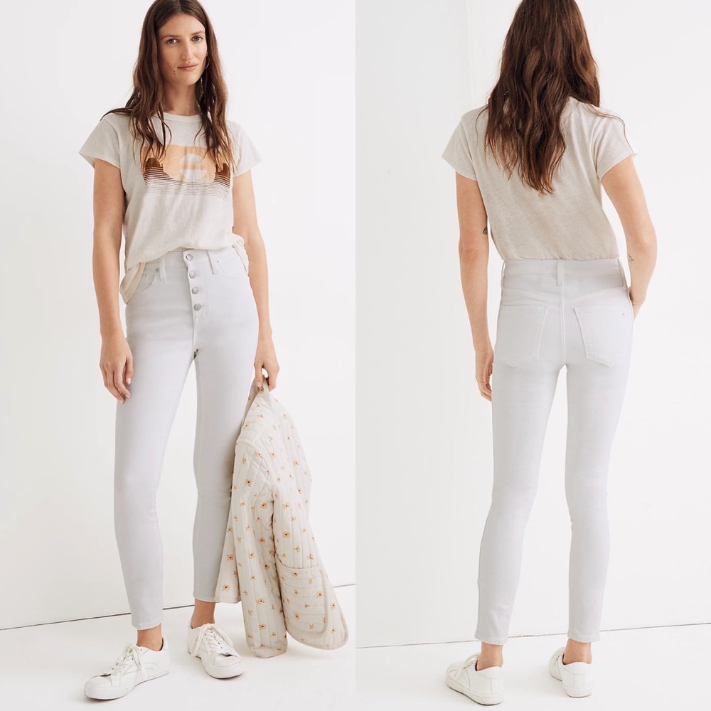 Madewell 10" High-Rise Skinny Crop Jeans in Pure White: Button-Front NWT